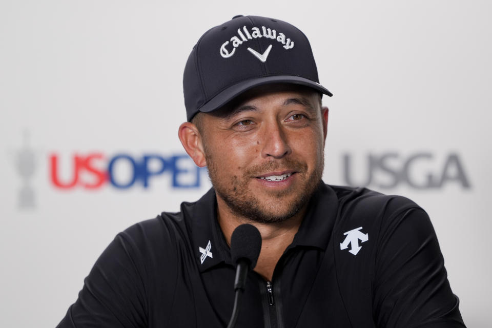 Xander Schauffele speaks during a news conference at the U.S. Open golf tournament Tuesday, June 11, 2024, in Pinehurst, N.C. (AP Photo/Matt York)