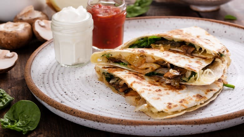 steak quesadillas on ceramic dish