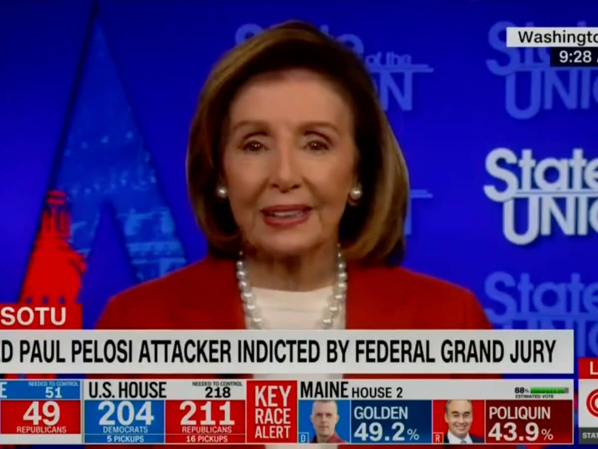 Nancy Pelosi discussing 2022 midterm elections on CNN’s State of the Union (CNN)