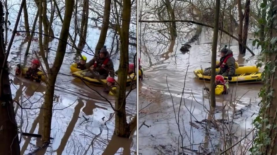 Man stranded on a shed roof rescued after Storm Henk brings floods to Nottingham (PA)