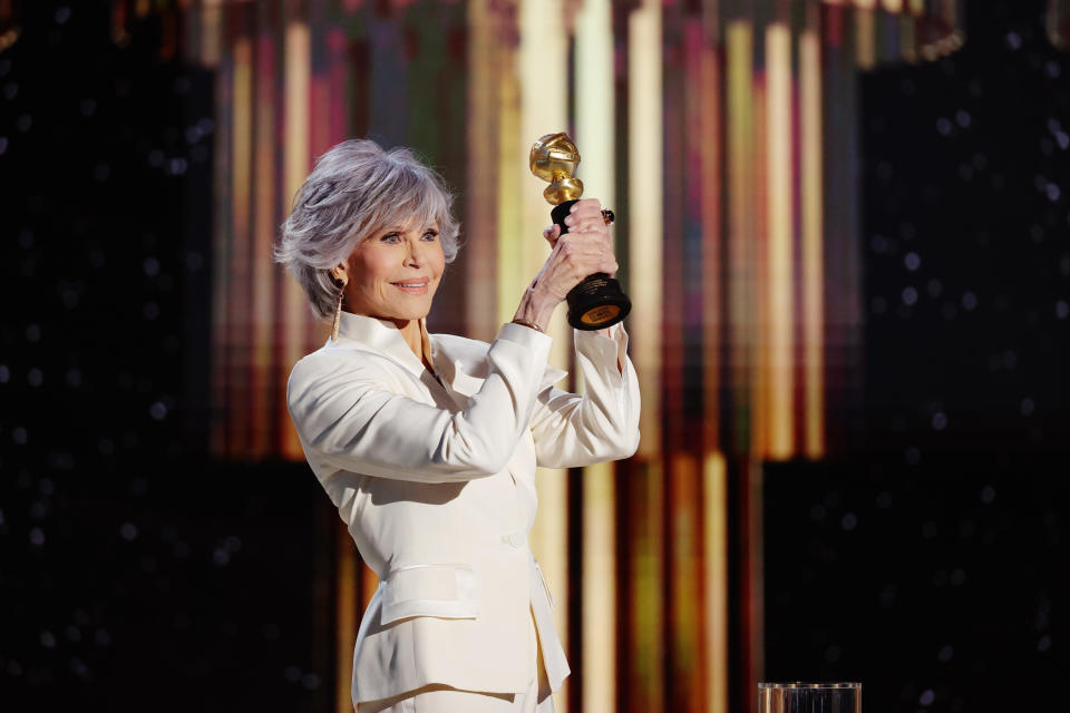 Honoree Jane Fonda accepts the Cecil B. DeMille Award onstage at the 78th Annual Golden Globe Awards February 28, 2021 in Beverly Hills, California. / Credit: Rich Polk/NBCUniversal/NBCU Photo Bank via Getty Images