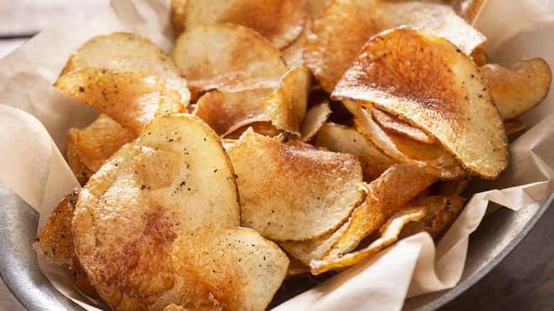 Bowl of homemade potato chips