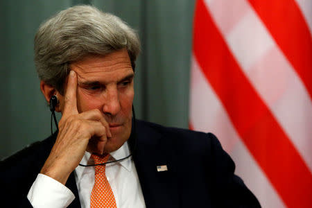 U.S. Secretary of State John Kerry attends a joint news conference with Russian Foreign Minister Sergei Lavrov following their meeting in Moscow, Russia, July 16, 2016. REUTERS/Sergei Karpukhin