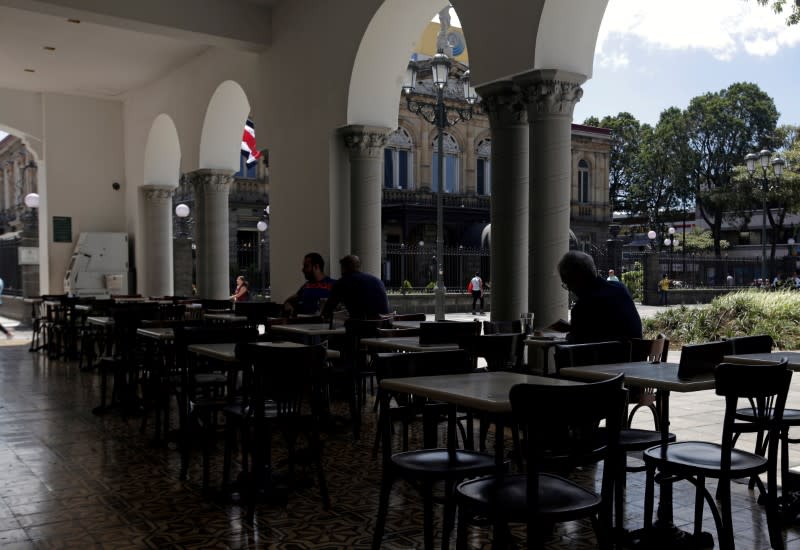 FILE PHOTO: Few people sit in the restaurant of a hotel, as the number of cases of coronavirus disease (COVID-19) grow in the country, in San Jose