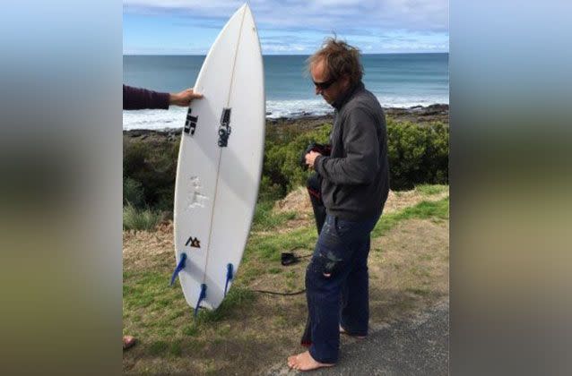 Marcel Brundler was lucky to survive with just a cut after being bitten by a shark in Lorne, Victoria. Picture: Supplied Marcel Brundler