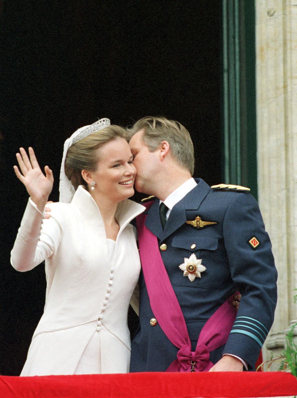 Queen Mathilde on her wedding day in 1999