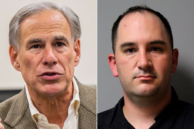 <p>getty; AP</p> Texas Gov. Greg Abbott and Daniel Perry