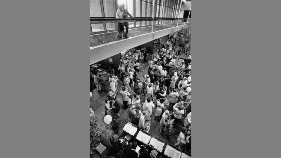 The Hyatt Regency’s first tea dance about two months before the disaster. The second-floor walkway overlooks the dance.