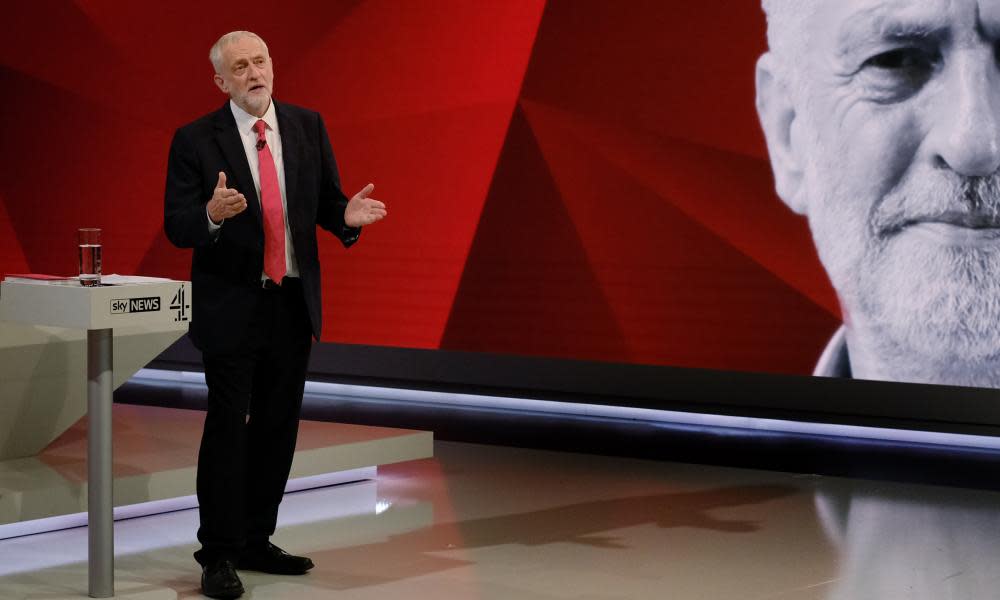 Labour leader Jeremy Corbyn answers questions from the studio audience during May v Corbyn Live: The Battle for Number 10.