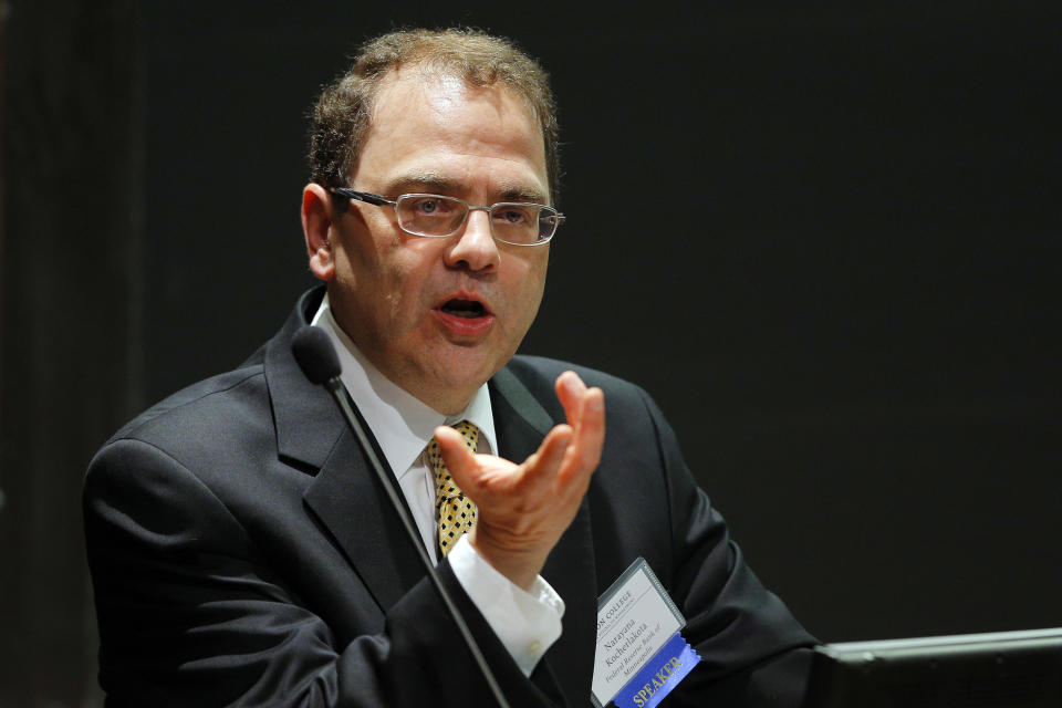 Narayana Kocherlakota, President of the Federal Reserve Bank of Minneapolis, speaks at the ninth annual Carroll School of Management Finance Conference at Boston College in Chestnut Hill, Massachusetts June 5, 2014.   REUTERS/Brian Snyder    (UNITED STATES - Tags: BUSINESS)