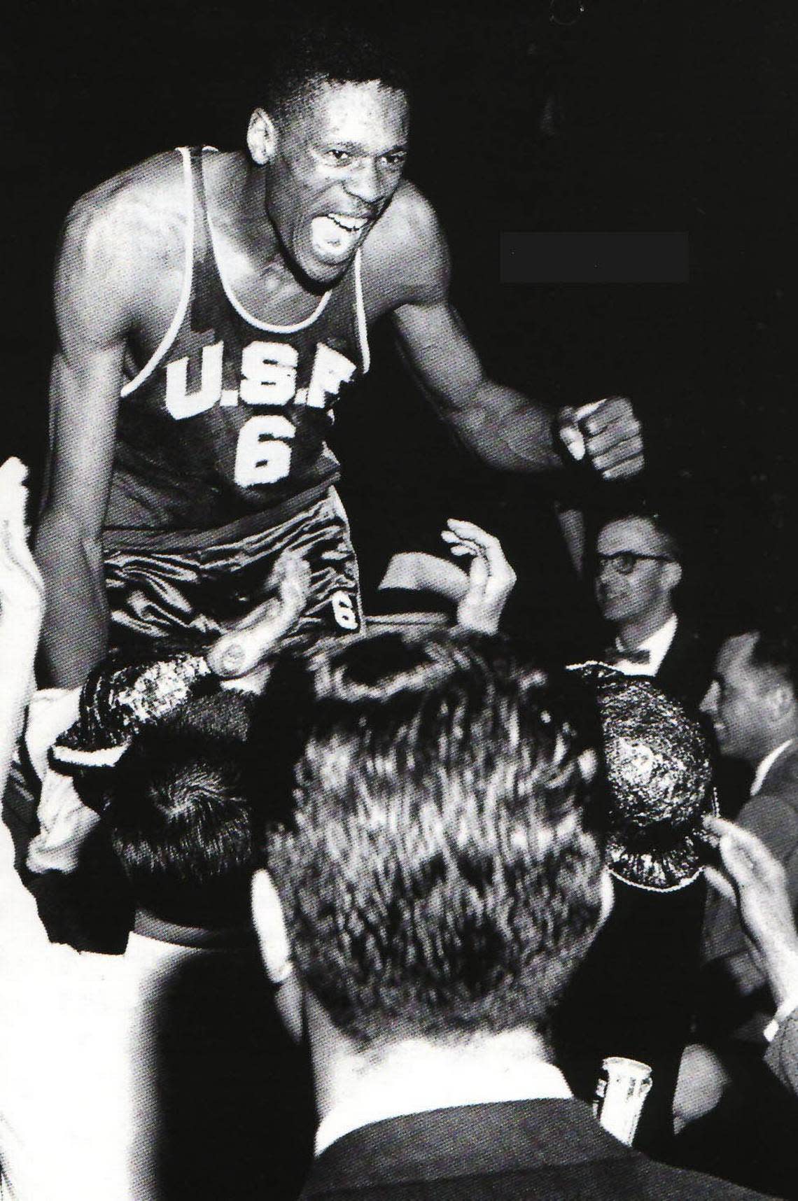 Bill Russell led San Francisco, with three Black starters, to the 1955 NCAA men’s basketball title in Kansas City.