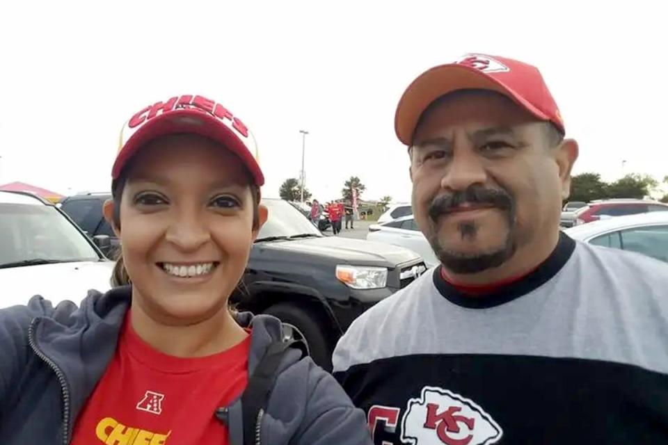 Lisa Lopez-Galvan (left) pictured before she was fatally shot on 14 February in Kansas City. She was a mother and beloved radio DJ (Facebook/Lisa Lopez-Galvan)