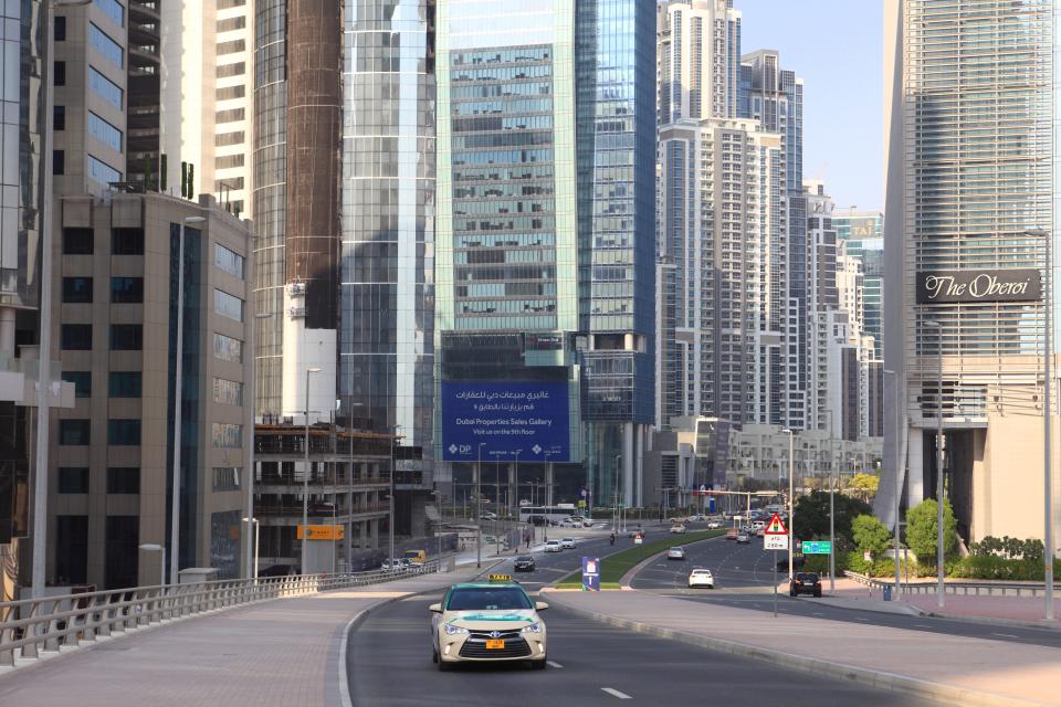 A taxi in Dubai's Business Bay on November 2, 2017