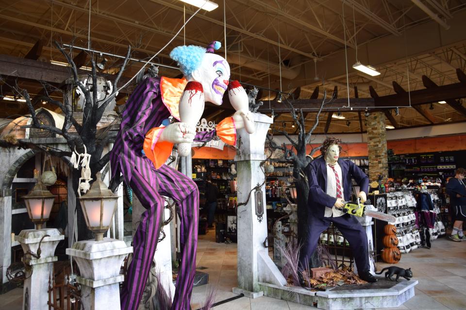 Right as you enter the Spirit Halloween at 1619 Anderson Road in Petoskey, patrons are greeted by a large clown and chainsaw-wielding display.