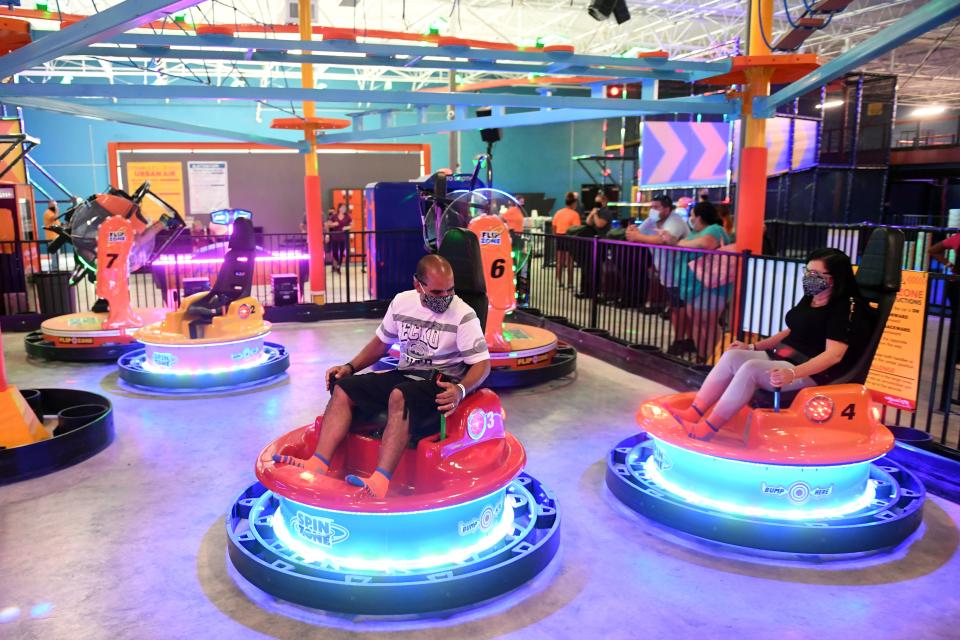 Urban Air Adventure Park held a soft opening for families with members who have been serving on the frontline of the coronavirus pandemic on Friday, July 24, 2020, in Port St. Lucie. The 40,000-square-foot entertainment facility has an indoor warrior course, a ropes course, a zip line, double-decker go-karts, virtual reality, climbing walls, a spin zone, wipeout, dodgeball and open trampolines.