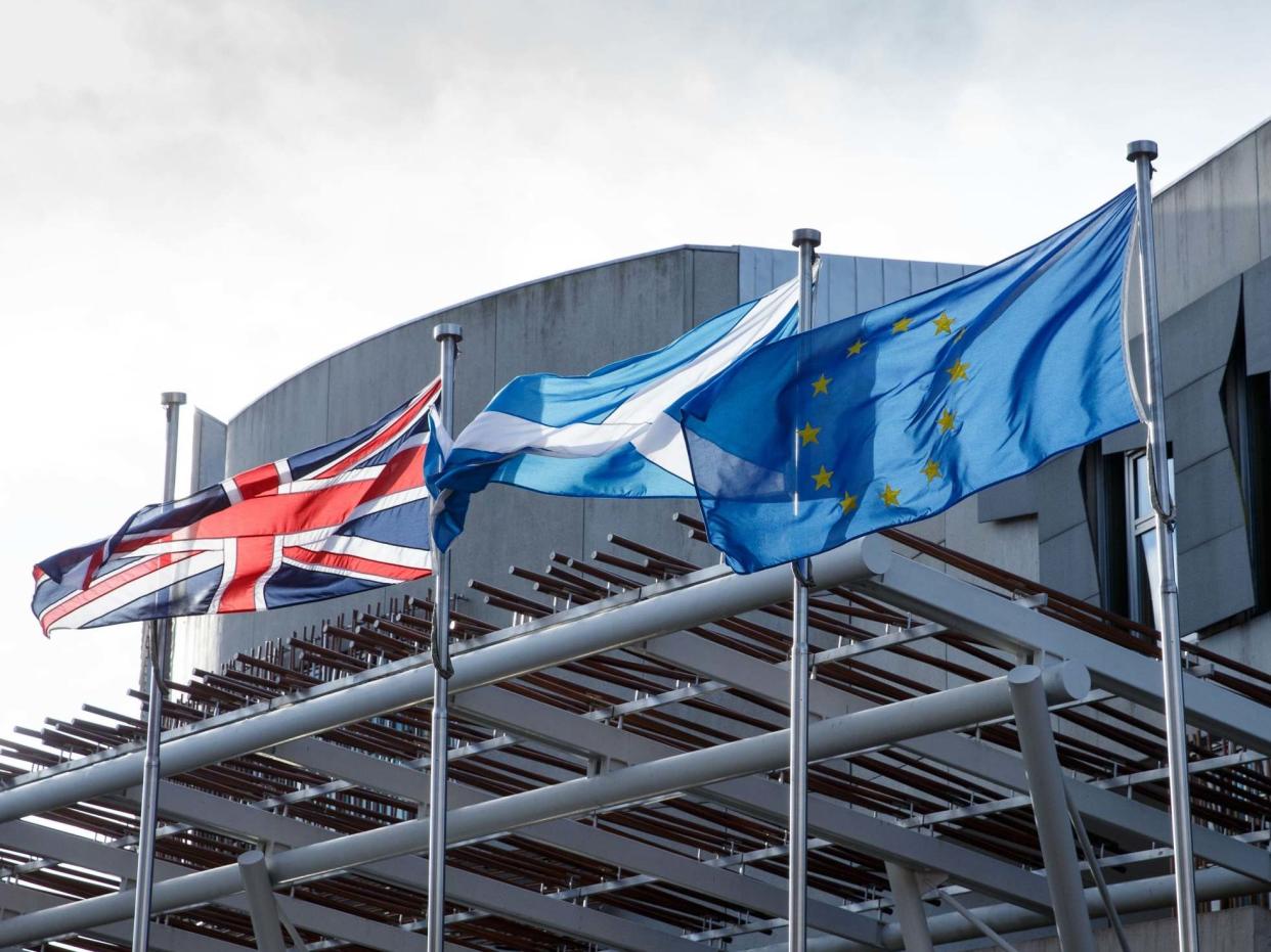 The Scottish government voted to keep the EU flag outside parliament in Edinburgh: Getty