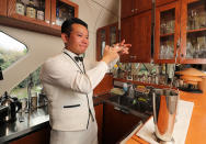 <p>A bartender mixes a cocktail in the lounge. (Photo: The Asahi Shimbun via Getty Images) </p>