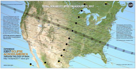 A map of the path of the eclipse.