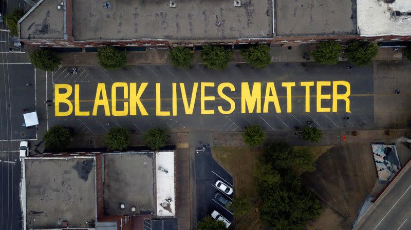 FILE PHOTO: A 'Black Lives Matter' mural painted on Black Wall Street in Tulsa