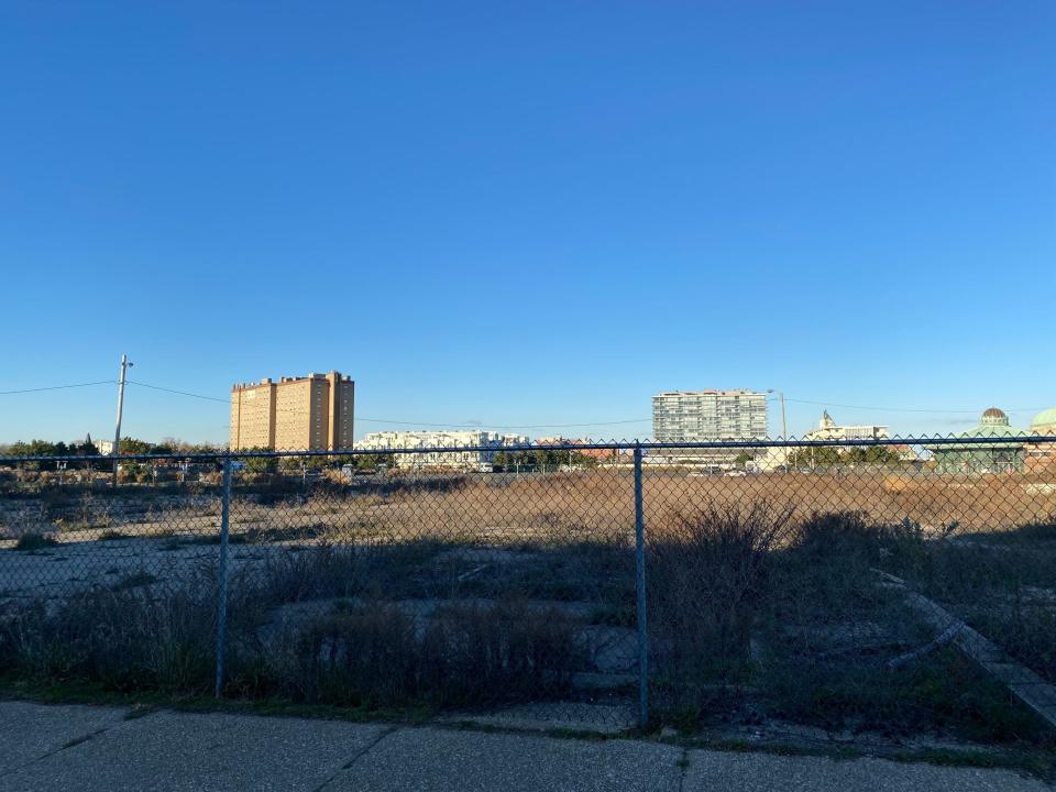 The fenced-off land where a developer wants to build condominiums, stores, single-family houses and a hotel at the northern end of Ocean Grove. Nov. 14, 2023