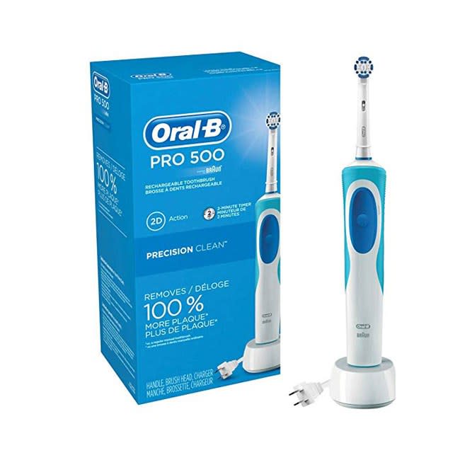 Oral-B Pro 500 Electric Power Rechargeable Toothbrush with Automatic Timer and Precision Clean Brush Head