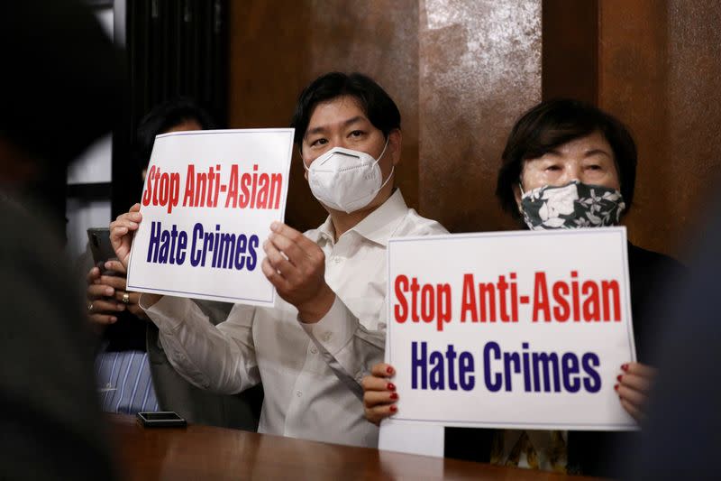 FILE PHOTO: Members of the Atlanta Korean American Committee against Asian Hate Crime meet