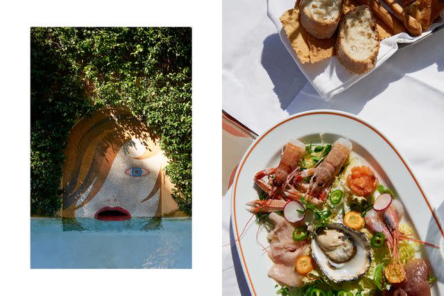 <p>Danilo Scarpati</p> From left: Grand Hotel Tremezzoâ€™s Happiness Fountain, designed by Modernist architect Ico Parisi; mixed seafood at its most photogenic in the restaurant of Grand Hotel Tremezzo.