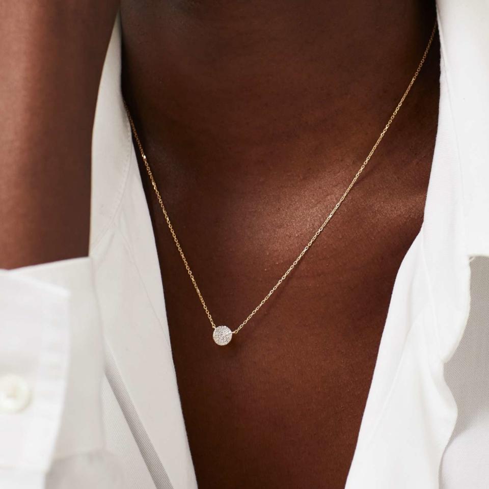 Pavé Diamond Round Necklace. Image via Mejuri.