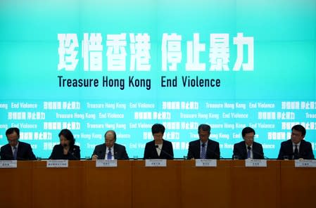 Hong Kong Chief Executive Carrie Lam attends a news conference in Hong Kong