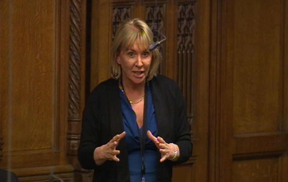 Nadine Dorries MP speaks during a sitting of the house motion in the House of Commons in London as the Government plans to cancel Prime Minister's Questions so that senior ministers can attend Baroness Thatcher's funeral.