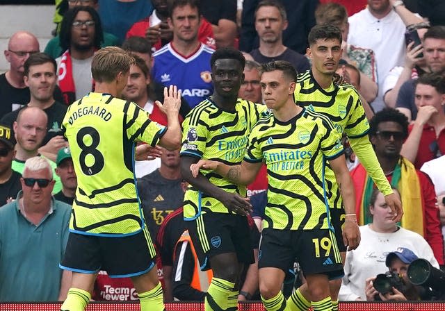 Leandro Trossard, second right, scored the only goal 