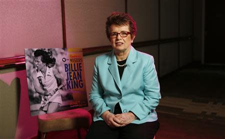 Former tennis player Billie Jean King is interviewed while promoting PBS's American Masters series in Beverly Hills, California August 6, 2013. REUTERS/Mario Anzuoni