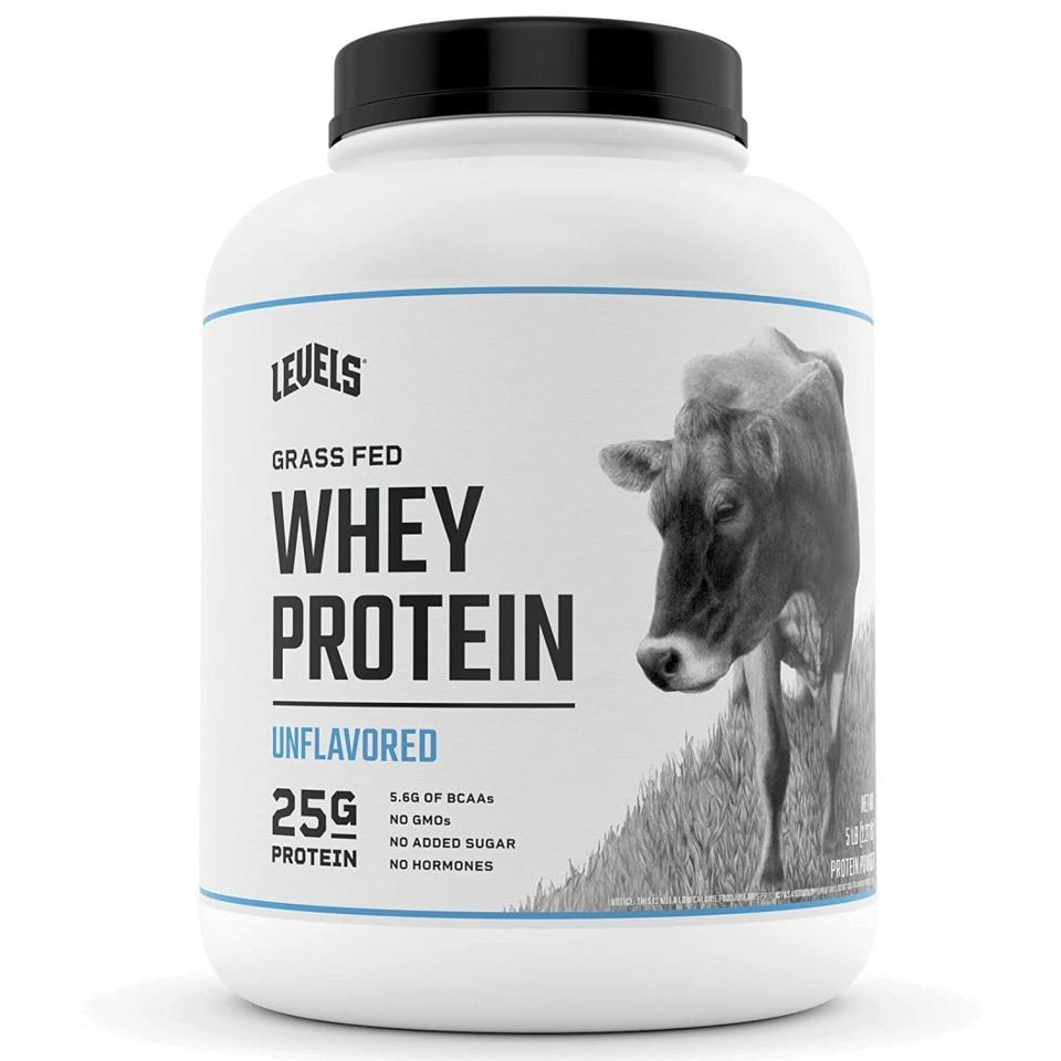 <p>Levels Grass-Fed Whey Protein</p><p>amazon.com</p><p>$74.95</p><p><a href="https://www.amazon.com/dp/B01JNUHAIC?tag=syn-yahoo-20&ascsubtag=%5Bartid%7C2141.a.20440938%5Bsrc%7Cyahoo-us" rel="nofollow noopener" target="_blank" data-ylk="slk:Shop Now;elm:context_link;itc:0;sec:content-canvas" class="link ">Shop Now</a></p><span class="copyright">Amazon</span>