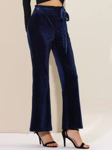 Allegra K Women's Velvet Wide Leg Pants