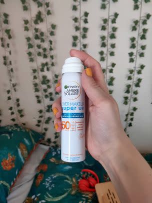 This SPF50 over-makeup sunscreen spray doesn't leave a chalky or greasy cast