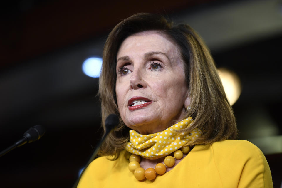 House Speaker Nancy Pelosi of Calif., speaks during a news conference on Capitol Hill in Washington, Thursday, June 11, 2020. (AP Photo/Susan Walsh)