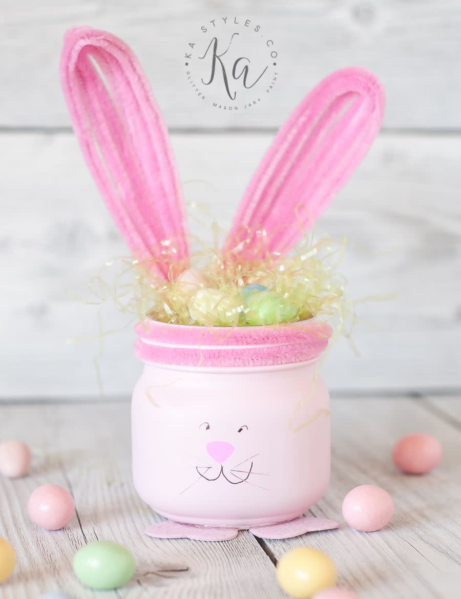 Pink Bunny Easter Mason Jar