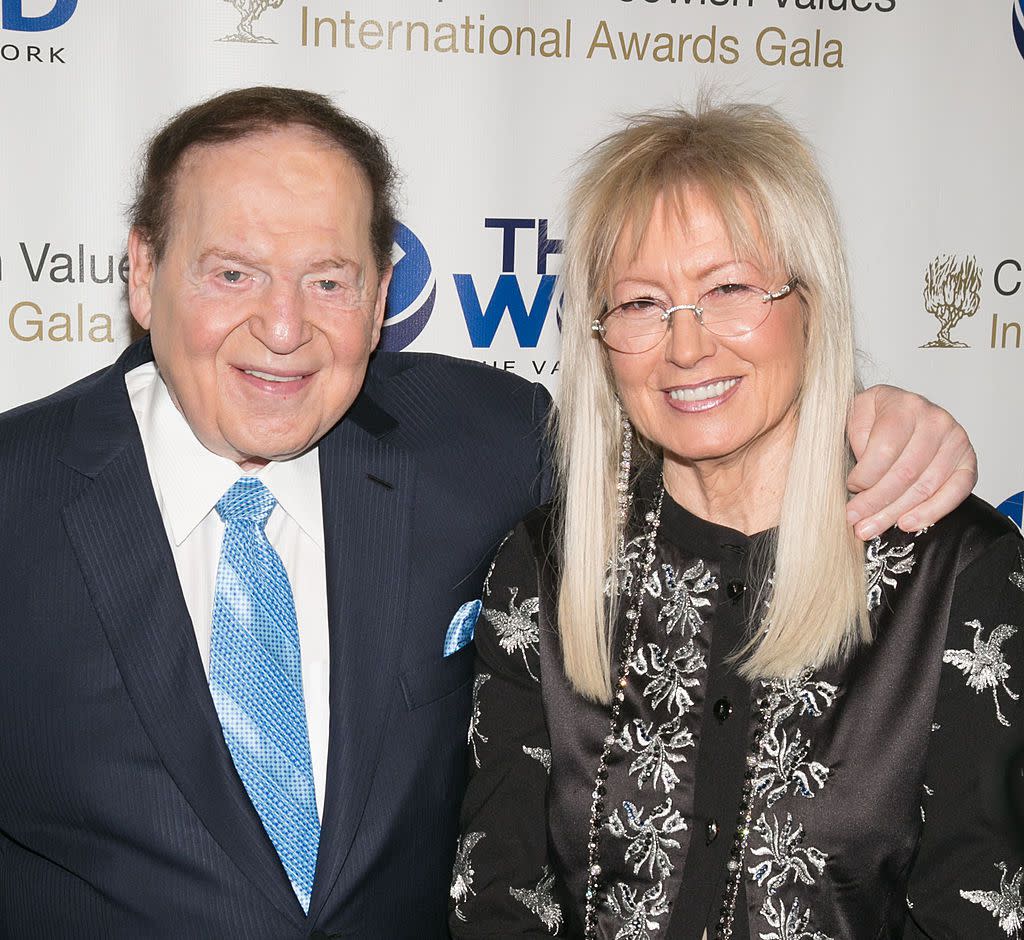 Sheldon Adelson and Miriam Ochsorn attend the Champions Of Jewish Values international gala