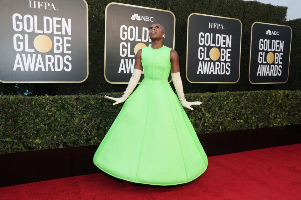 Cynthia Erivo arrives at the 78th Golden Globe Awards.