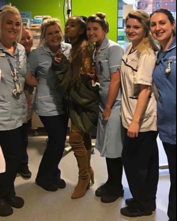 Ariana also spent time with NHS staff who have been looking after the children.
