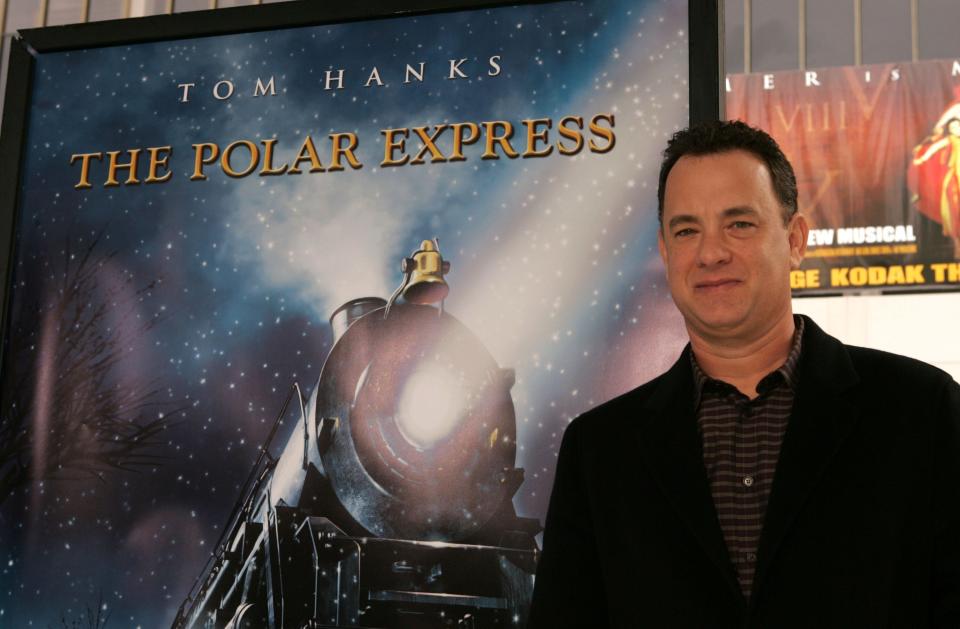 Actor Tom Hanks arrives at the premiere of "Polar Express" and the Grauman's Chinese Theatre on November 7, 2004 in Hollywood, California.