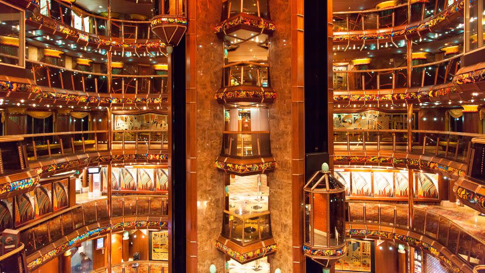 Elevators can be a logjam on ships. Don't push your way onto an elevator while other users are trying to exit. - Ramunas Bruzas/Alamy Stock Photo