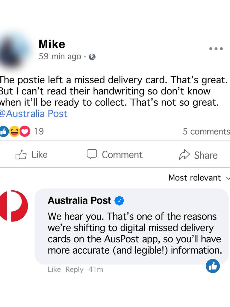 australia post facebook missed package digital
