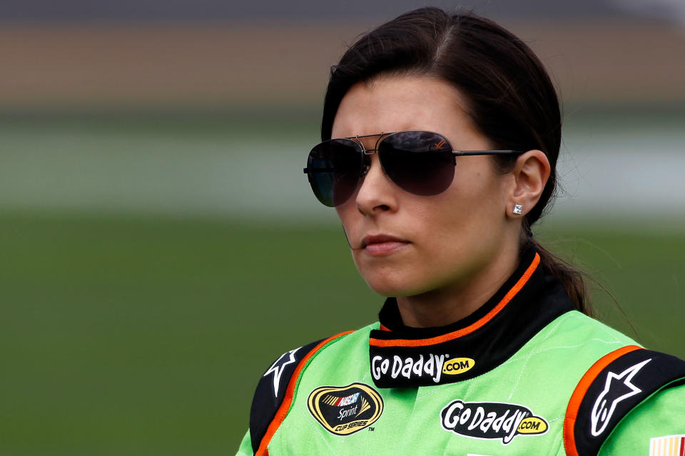 DAYTONA BEACH, FL - FEBRUARY 19: Danica Patrick, driver of the #10 GoDaddy.com Chevrolet, looks on during qualifying for the NASCAR Sprint Cup Series Daytona 500 at Daytona International Speedway on February 19, 2012 in Daytona Beach, Florida. (Photo by Todd Warshaw/Getty Images for NASCAR)