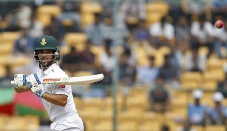 South Africa's Jean-Paul Duminy plays a shot on the first day of their second cricket test match against India in Bengaluru, India, November 14, 2015. REUTERS/Abhishek N. Chinnappa