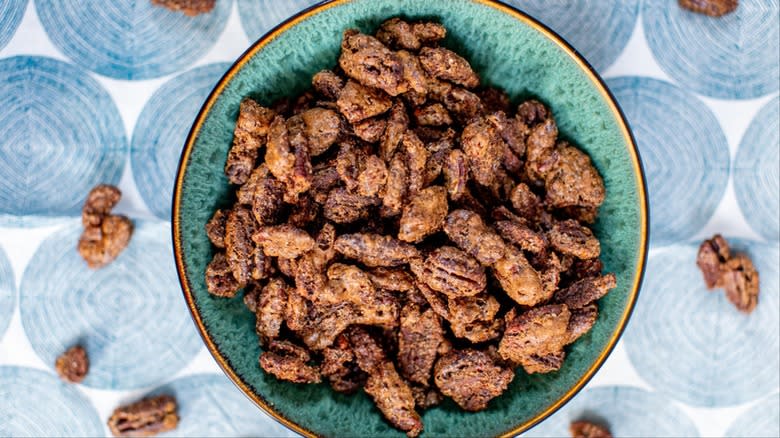 Plate of candied pecans