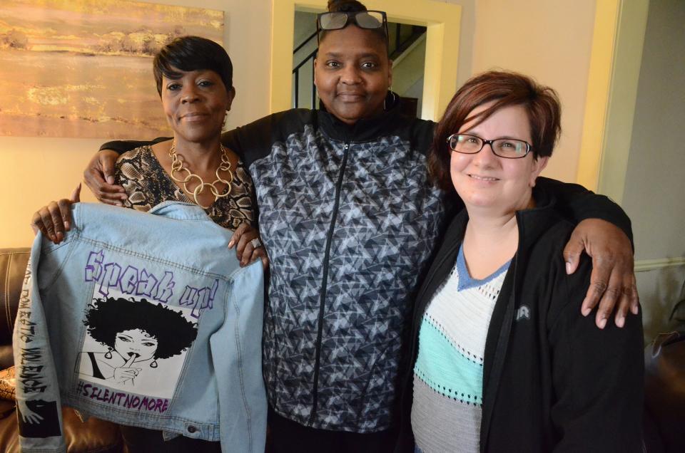 Doris Taylor, from left, Kisha Bryant and Carrie Ross are survivors of domestic violence.