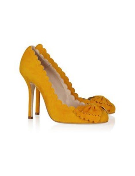 scalloped suede pumps, $695, oscar de la renta, netaporter.com