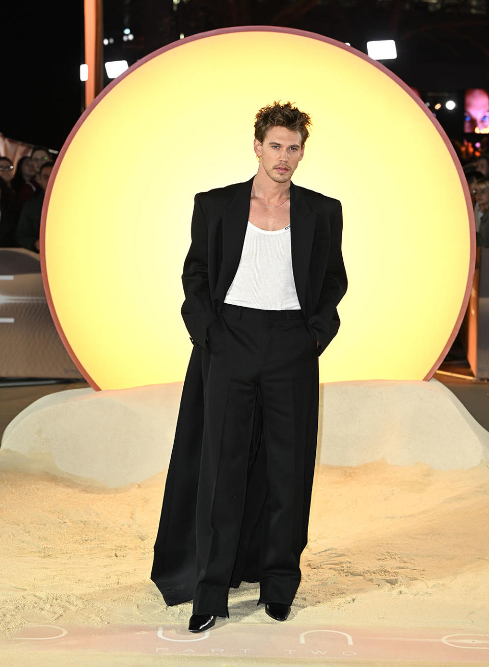 Austin Butler attends the World Premiere of "Dune: Part Two" in Leicester Square on February 15, 2024 in London, England.