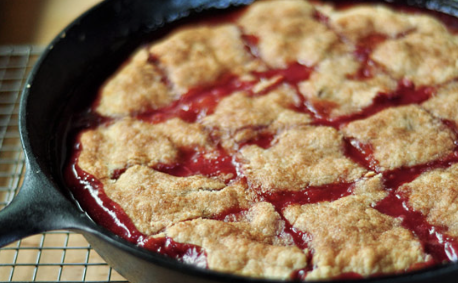 Pandowdies = bottomless pies. Pies without pants! In this recipe, you use a knife to slice up the top crust halfway through baking, which lets steam out and lets the fruit filling bubble up through.Recipe: Plum Pandowdy